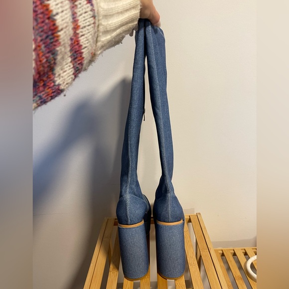 Knee High Denim Boots - Picture 4 of 6